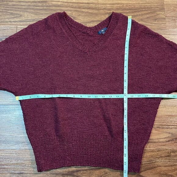 Gap Short Sleeve Wool Sweater Pullover V-Neck Shirt Red Women's Size Large - Picture 2 of 6